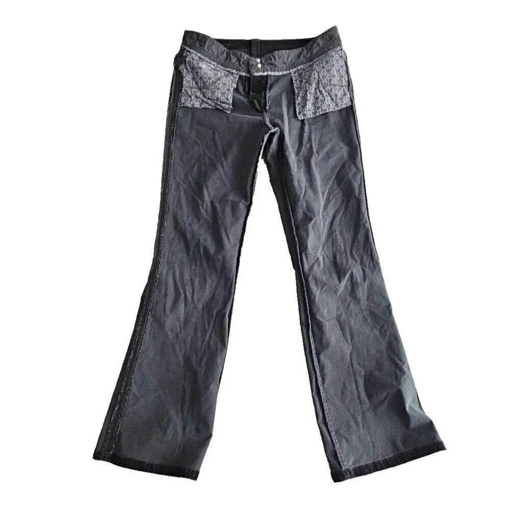 Sonoma Corduroy Pants Women's 10 Average (34x32) Black Boot Cut Brown Flap‎ Pkt